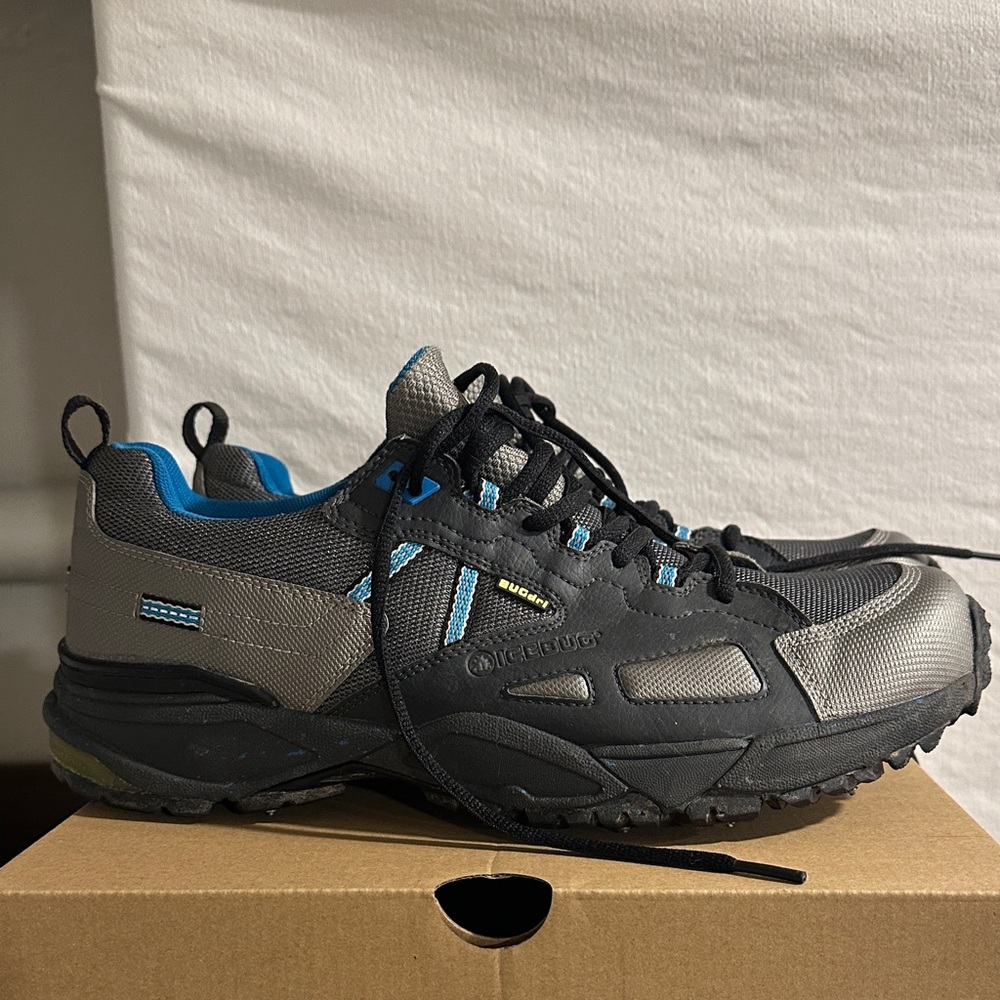 Icebug Men's Gray and Blue Studded Waterproof BUGdri Running Shoes - Picture 3 of 13